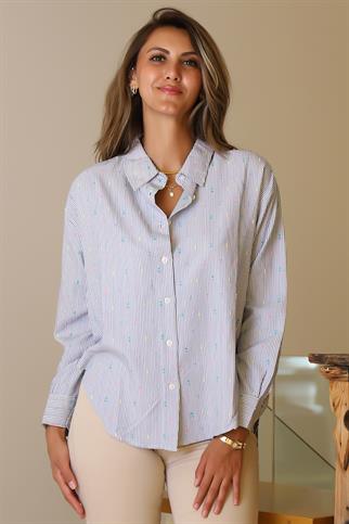 UZUN KOLLU DÜĞMELİ LACİ EKRU KADIN GÖMLEK  29754-2Y5