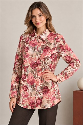 31286-2K7 BEBE PLUS GÖMLEK-BORDO HAKİ