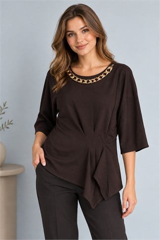 31326-2K7 BEBE PLUS BLUZ-KAHVE