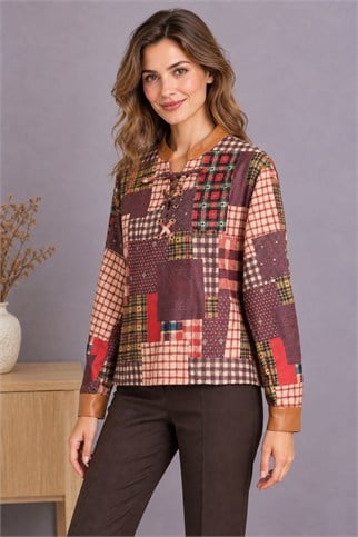31379-2K7 BEBE PLUS BLUZ-KAHVE KİREMİT
