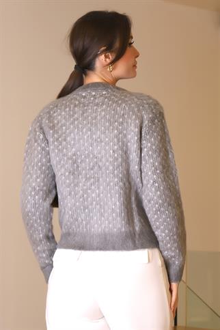 SIFIR YAKA DÜĞMELİ ANTRASİT KADIN TRİKO 4468-2K5