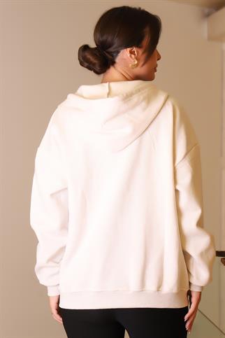 KAPÜŞONLU FERMUARLI BEJ KADIN HIRKA   W0008672-2K5