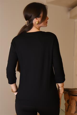 YARIM BALIKÇI UZUN KOLLU SİYAH KADIN KAZAK 0116-2K5