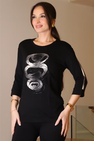 YARIM BALIKÇI UZUN KOLLU SİYAH KADIN KAZAK 0116-2K5