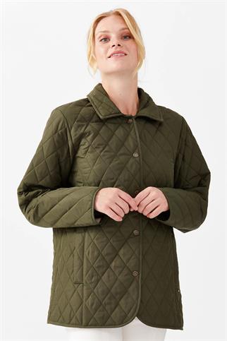 POLO YAKA ÇITÇITLI HAKİ KADIN CEKET  21433-2K5