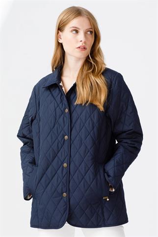 POLO YAKA ÇITÇITLI LACİ KADIN CEKET 21433-2K5