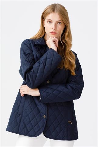 POLO YAKA ÇITÇITLI LACİ KADIN CEKET 21433-2K5