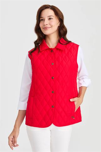 ÇITÇITLI KAPİTONE KIRMIZI KADIN YELEK 21437-2K5