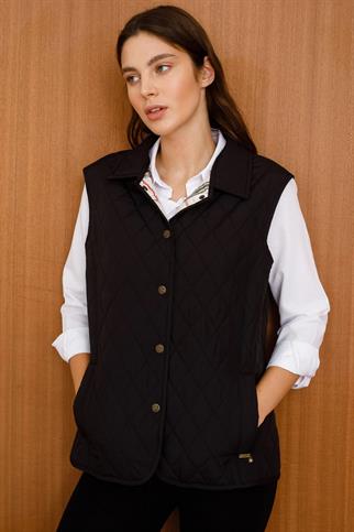 ÇITÇITLI KAPİTONE SİYAH KADIN YELEK 21437-2K5