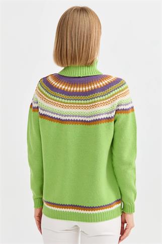 TAM BALIKÇI YEŞİL KADIN KAZAK  22087-TB-2K5