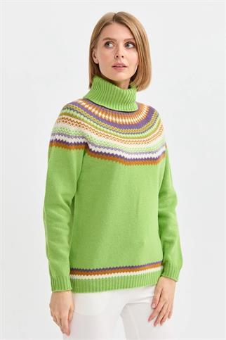 TAM BALIKÇI YEŞİL KADIN KAZAK  22087-TB-2K5