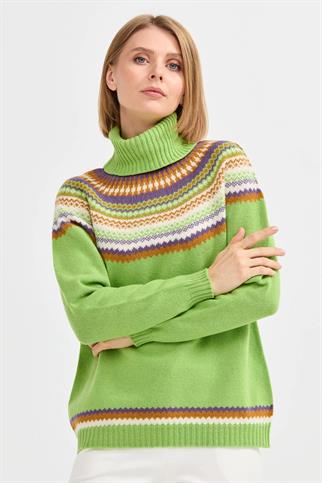 TAM BALIKÇI YEŞİL KADIN KAZAK  22087-TB-2K5