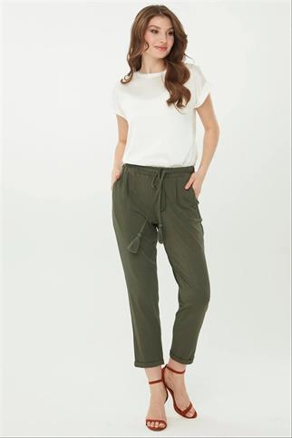 Havuç Paça Penye Haki Kadın Pantolon 22722-2Y4