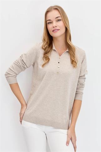 POLO YAKA BASIC BEJ KADIN KAZAK 23026-PY-2K5