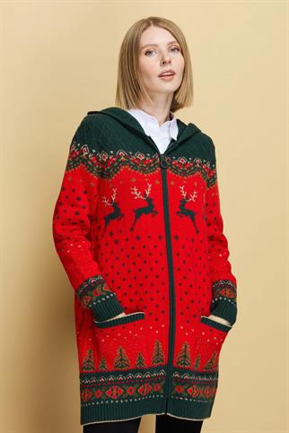 GEYİK DESENLİ MERCAN KADIN CEKET  23221-2K5