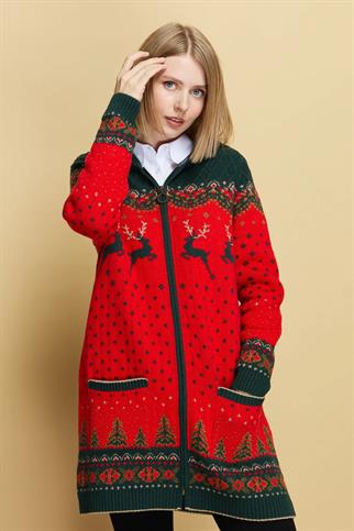 GEYİK DESENLİ MERCAN KADIN CEKET  23221-2K5