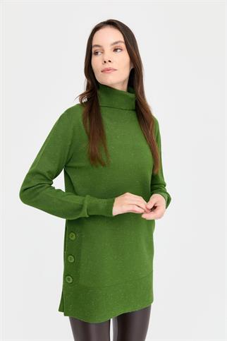 TAM BALIKÇI UZUN KOLLU YEŞİL KADIN KAZAK 23391-2K5