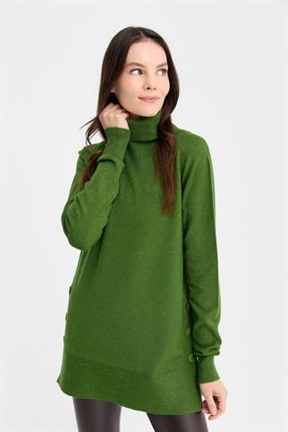 TAM BALIKÇI UZUN KOLLU YEŞİL KADIN KAZAK 23391-2K5