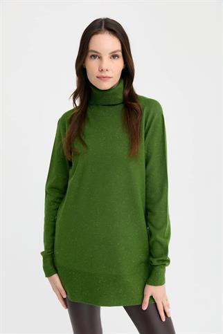 TAM BALIKÇI UZUN KOLLU YEŞİL KADIN KAZAK 23391-2K5