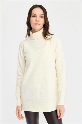 TAM BALIKÇI UZUN KOLLU KEMİK KADIN KAZAK 23391-2K5