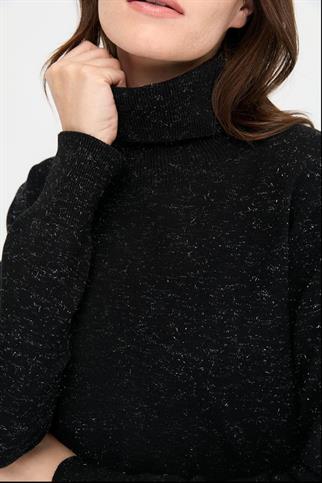 TAM BALIKÇI UZUN KOLLU SİYAH KADIN KAZAK 23391-2K5