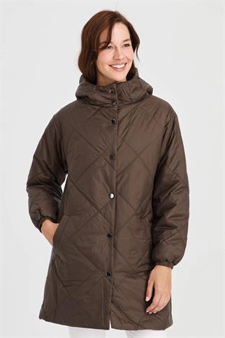 KARELİ ŞİŞME YEŞİL KADIN KABAN 23403-2K5