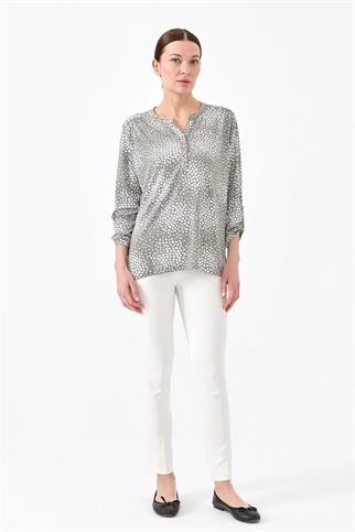 İKİ RENKLİ HAKİ KADIN BLUZ  23454-2Y4