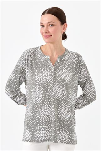 İKİ RENKLİ HAKİ KADIN BLUZ  23454-2Y4