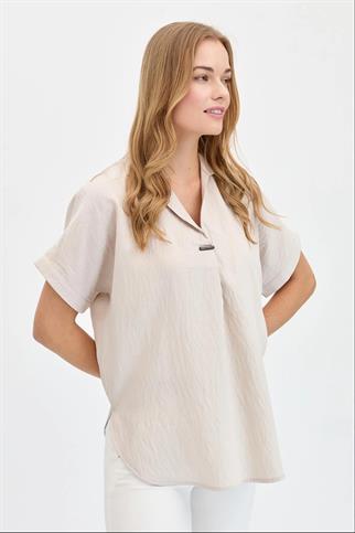 TOKALI KISA KOLLU BEJ KADIN BLUZ 23459-2Y4