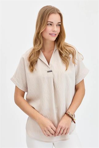 TOKALI KISA KOLLU BEJ KADIN BLUZ 23459-2Y4