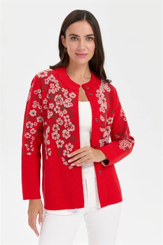 DİK YAKA ÇİÇEKLİ MERCAN KADIN KABAN 24019-DY-2K5