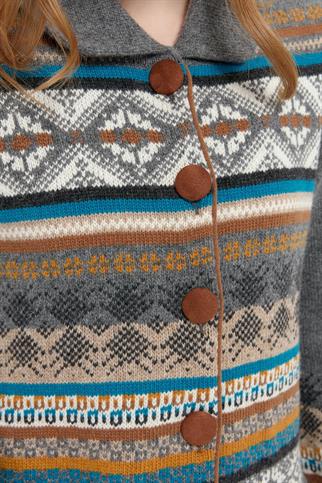 POLO YAKA UZUN KOLLU FÜME KADIN KABAN 24078-PY-2K5