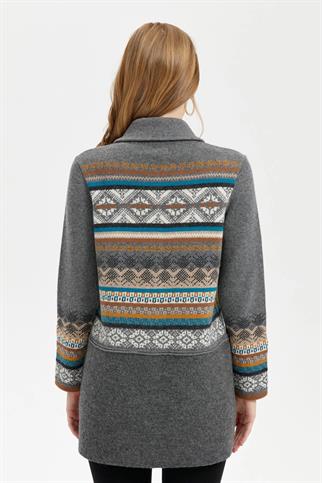 POLO YAKA UZUN KOLLU FÜME KADIN KABAN 24078-PY-2K5