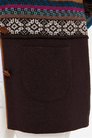 POLO YAKA UZUN KOLLU KAHVE KADIN KABAN 24078-PY-2K5