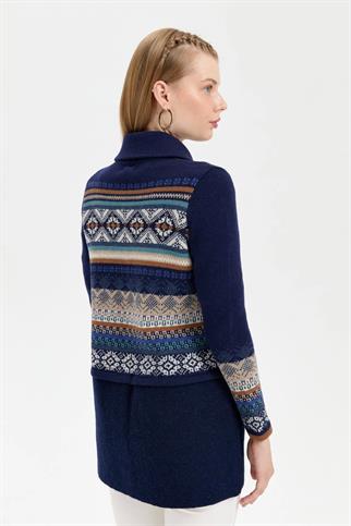 POLO YAKA UZUN KOLLU LACİ KADIN KABAN 24078-PY-2K5