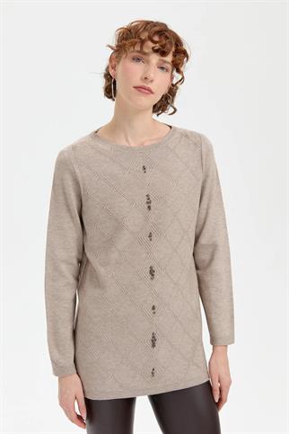 SIFIR YAKA BONCUKLU VİZON KADIN TUNİK 24175-SY-2K5