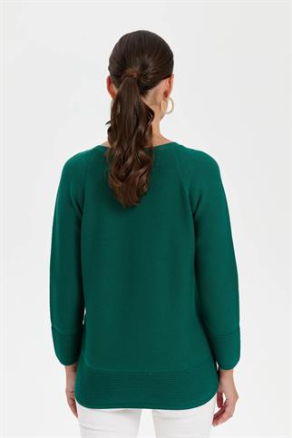 SIFIR YAKA DİKİŞSİZ YEŞİL KADIN KAZAK 24189-2K5