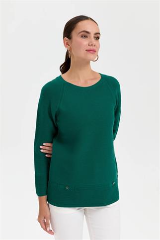 SIFIR YAKA DİKİŞSİZ YEŞİL KADIN KAZAK 24189-2K5