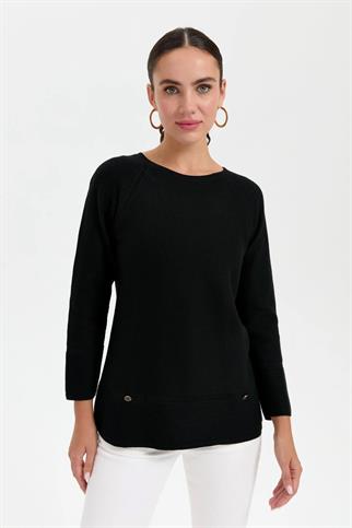 SIFIR YAKA DİKİŞSİZ SİYAH KADIN KAZAK 24189-2K5