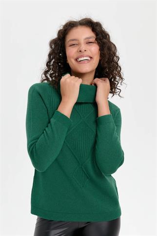 DEGAJE YAKA ÖRGÜ YEŞİL KADIN KAZAK 24200-DY-2K5