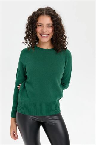 SIFIR YAKA UZUN KOLLU YEŞİL KADIN KAZAK 24210-SY-2K5