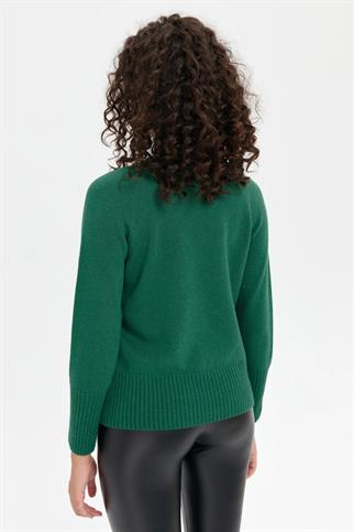 SIFIR YAKA UZUN KOLLU YEŞİL KADIN KAZAK 24210-SY-2K5