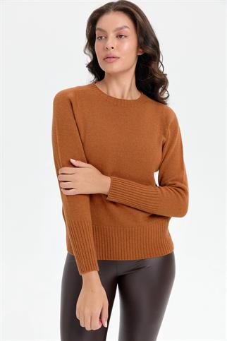 SIFIR YAKA UZUN KOLLU TARÇIN KADIN KAZAK 24210-SY-2K5