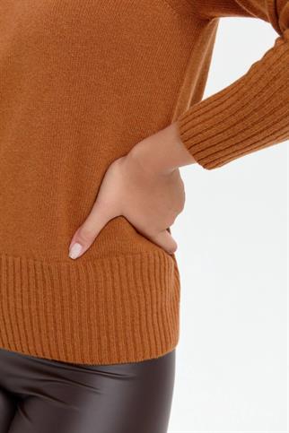 SIFIR YAKA UZUN KOLLU TARÇIN KADIN KAZAK 24210-SY-2K5