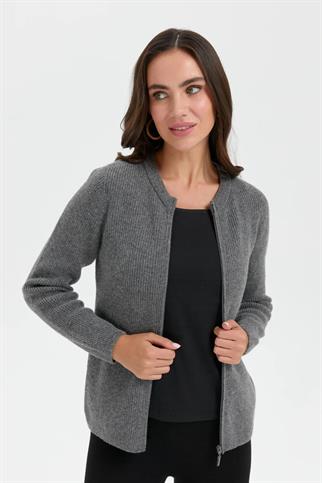 DİKİŞSİZ FERMUARLI FÜME KADIN CEKET  24219-SY-2K5