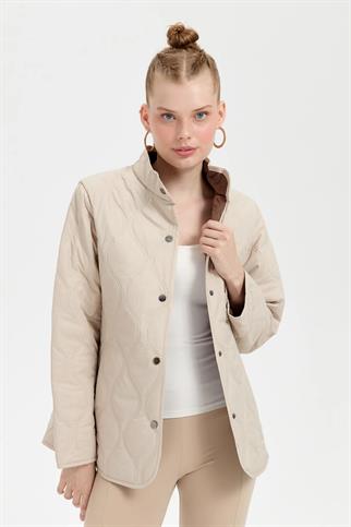 ÇITÇITLI DESENLİ BEJ KADIN CEKET 24420-2K5