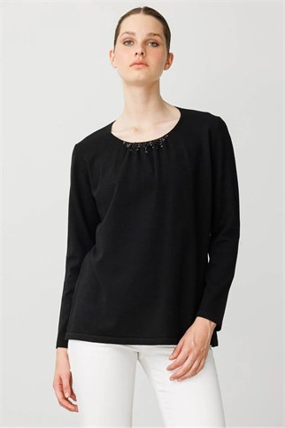 25093-2K7 DESEN BLUZ-SİYAH