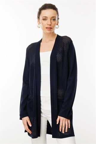 Delikli Araboy Yazlık Triko Laci  Hırka 25352-2Y5