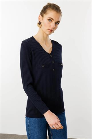 V Yaka Fitilli Laci Kadın Bluz 25353-VY-2Y5