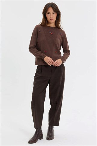 26217-SY-2K7 DESEN BLUZ-KAHVE